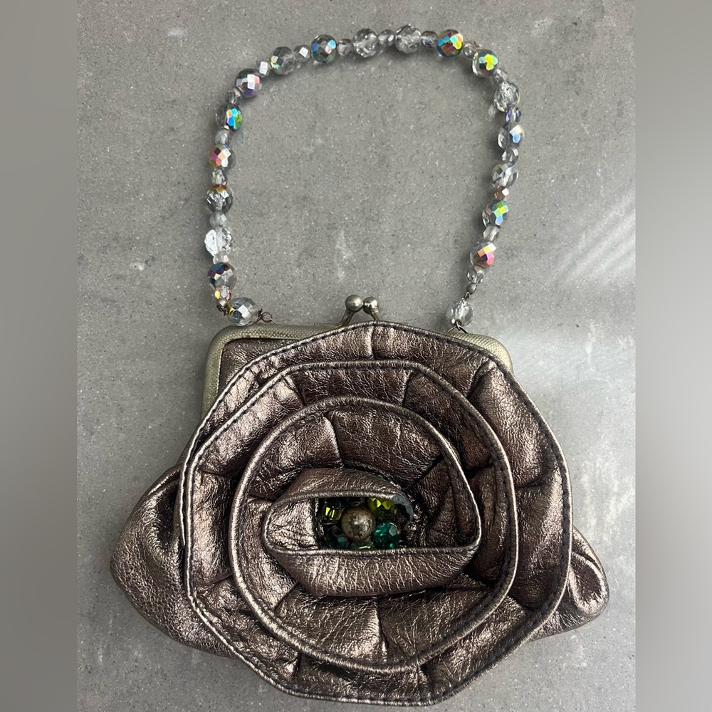 Chic Metallic Bronze Rose Clutch